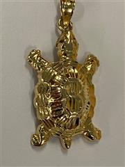 14K Yellow Gold Sea Turtle Pendant, 2.6g